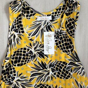 Ava Sky Honolulu Fighting Eel Pineapple Print Mini Dress NWT (Large)